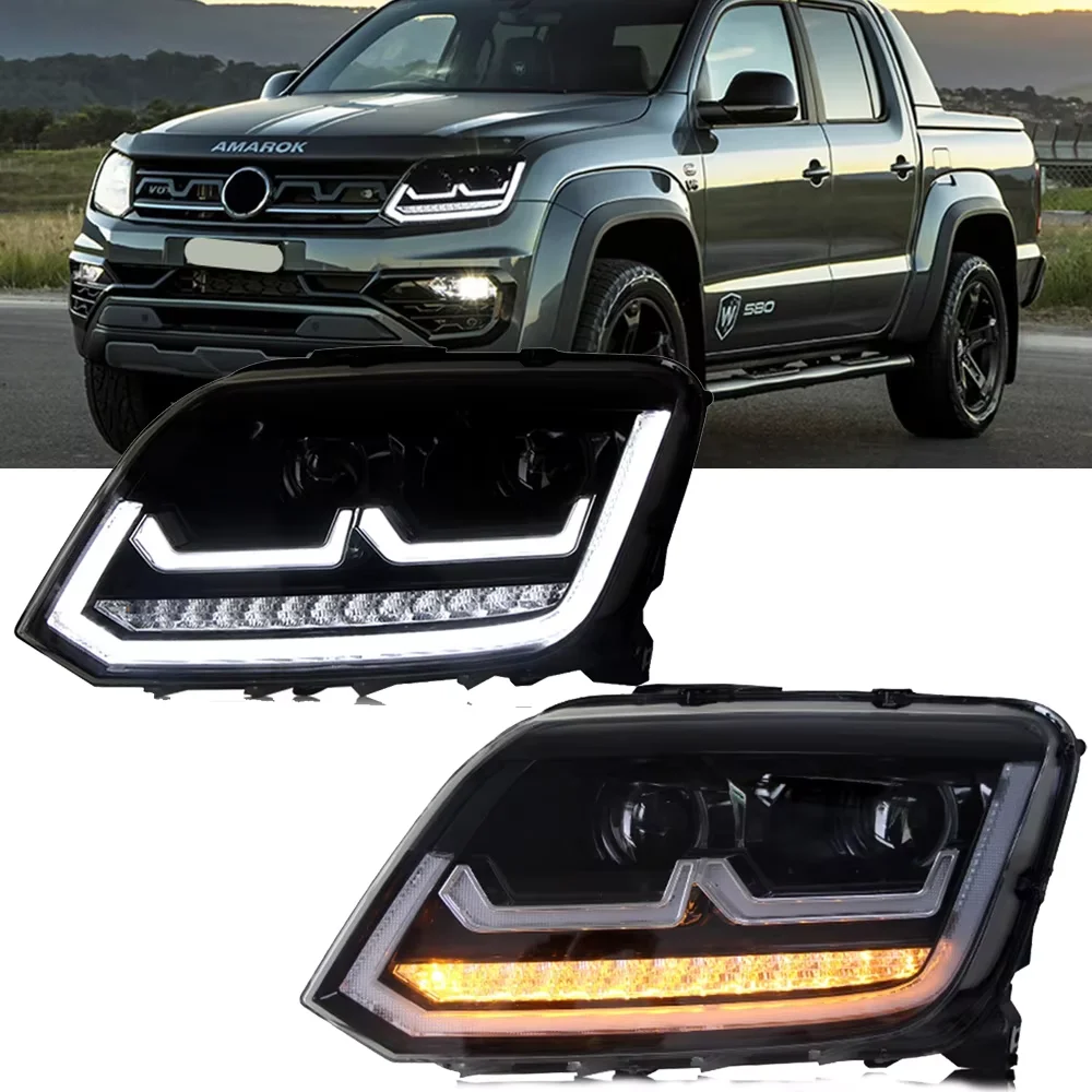 Car Led Headlights For Volkswagen Amarok 2010-2020 Pick-up LED DRL Upgrade Head Lamp Turn Signal Front Projector Bifocal Lens