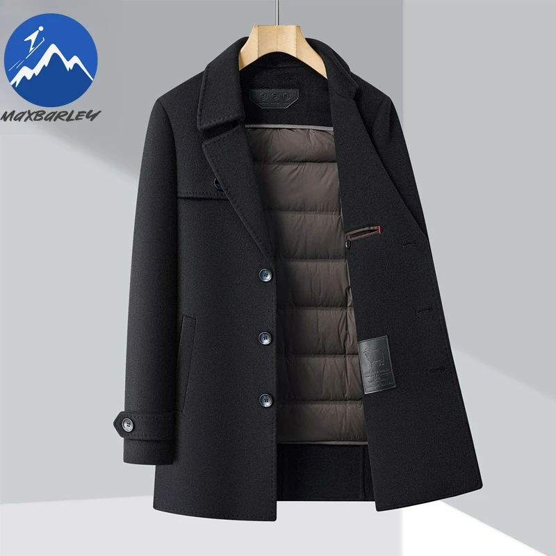 معطف صوفي للرجال من Maxbarley سميك للعمل في الهواء الطلق، سترات مبطنة دافئة من ريش الإوز، سترات شتوية خفيفة الوزن للسفر