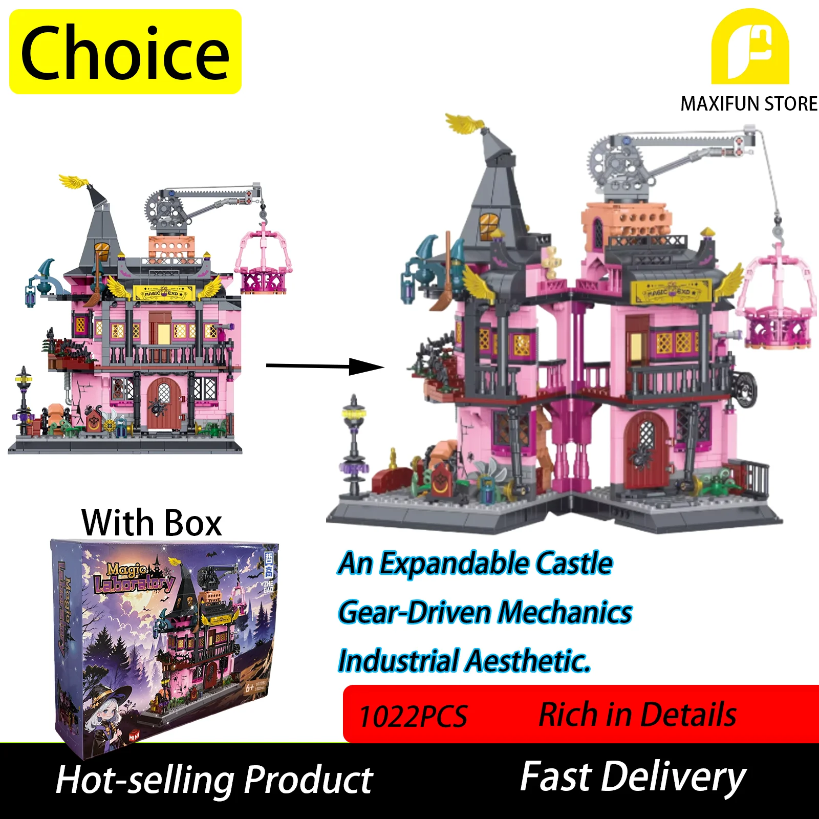 

Halloween Gift Toy Castle Building Blocks Multi-Functional Interactive Mechanism Kids Gift for Birthday Gift Adult Gift