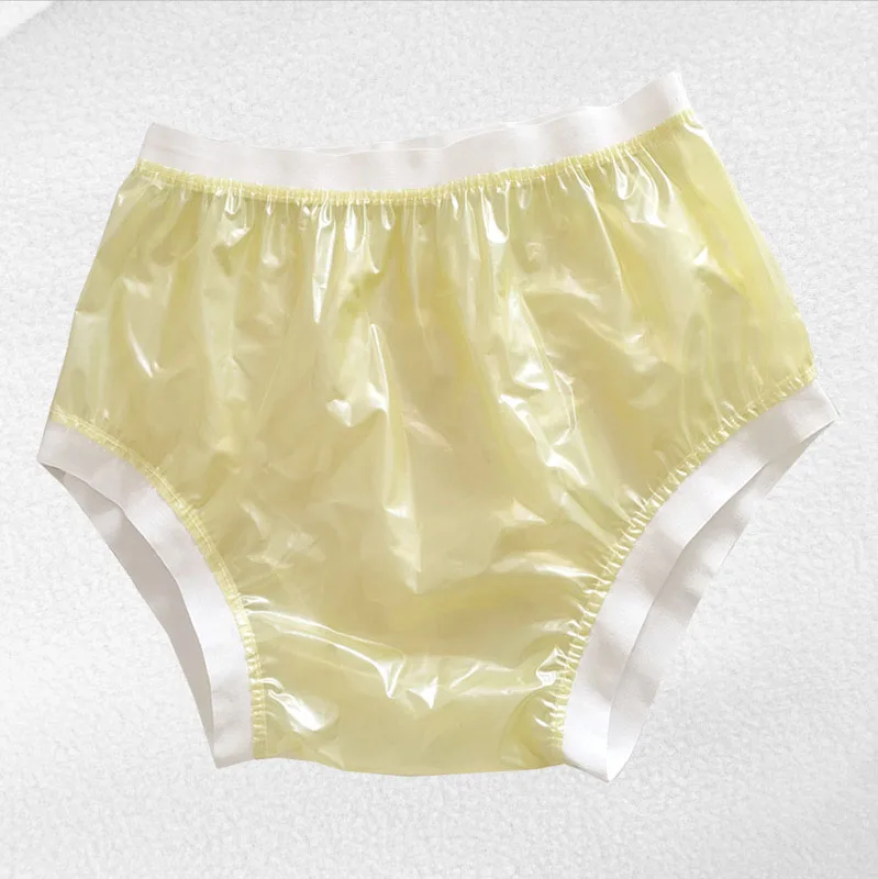 Wide Elastic Pants Transparent PVC Shorts Adult Diapers Non Disposable Plastic Panties Unisex