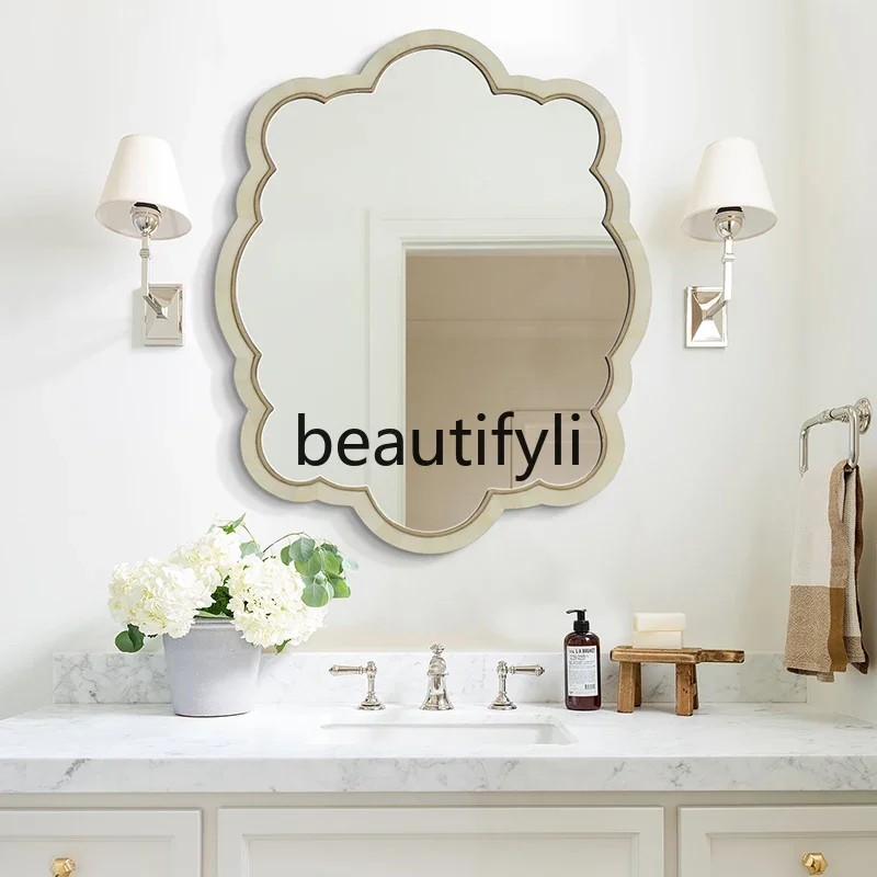 

S7486teae Modern simple bathroom cosmetic mirror washstand wall-mounted mirror entrance decorative European bathroom mirror