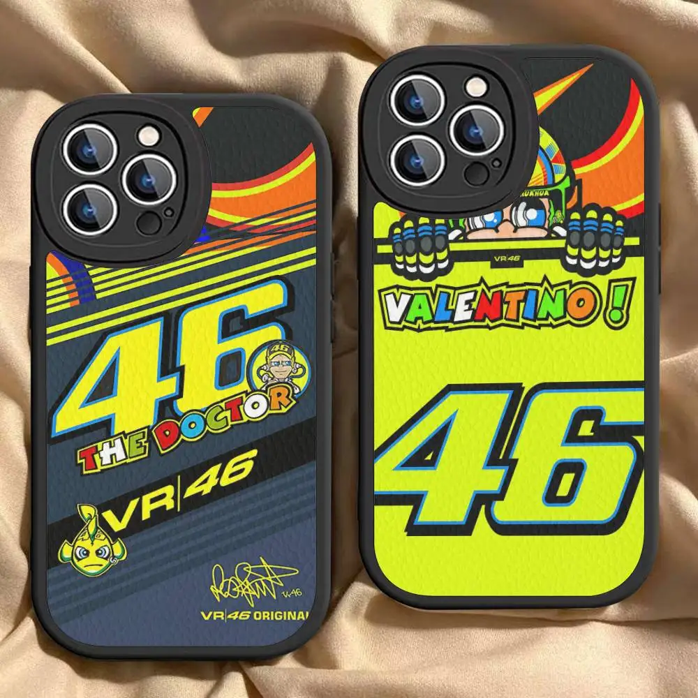 

V-ValentinoS R-Rossies 46 For IPhone 16 15 14 13 12 11 Pro Max Plus Leather Phone Cover