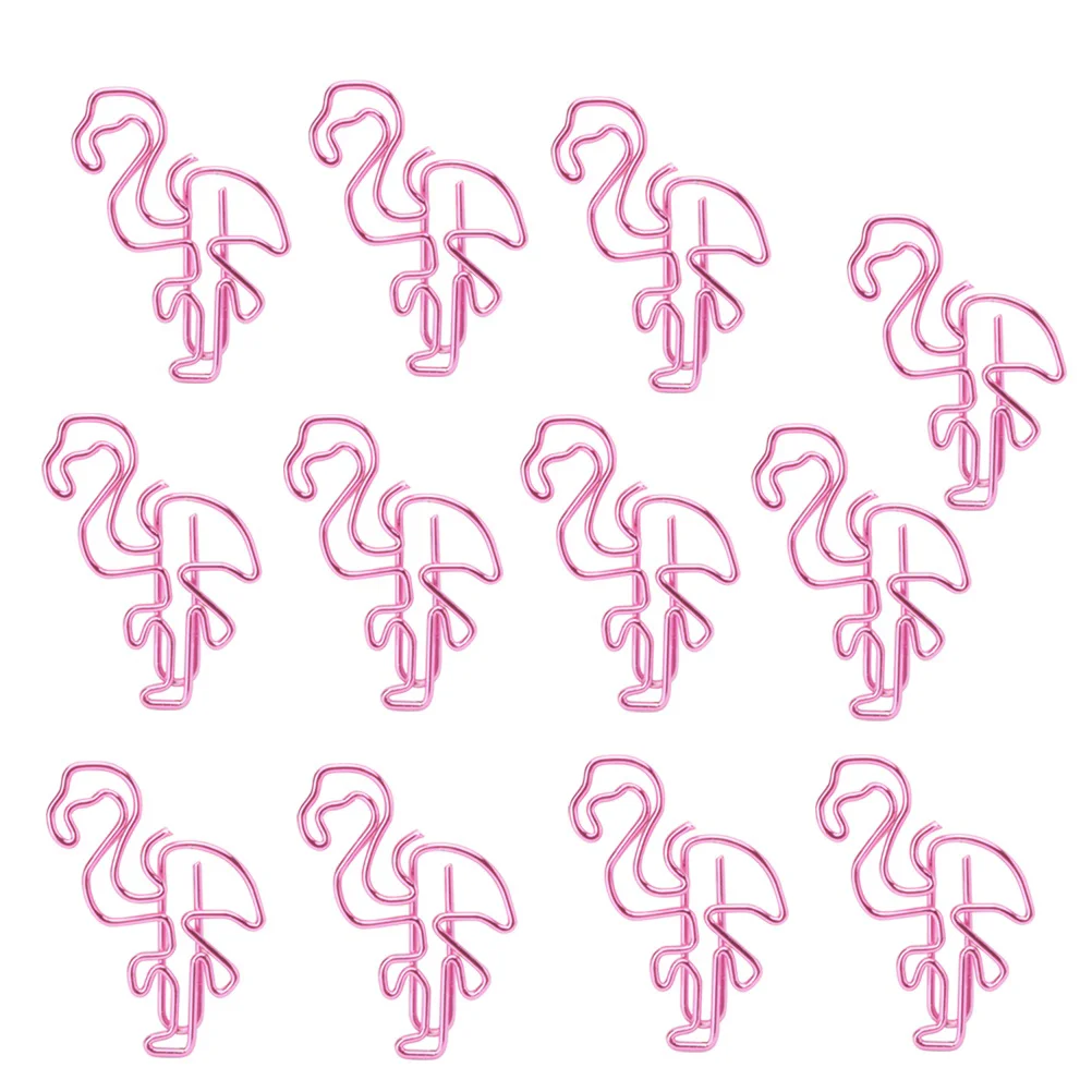 

12pcs Flamingo Paper Clips Metal File Note Mark Bookmark Clips for Home Office School (Pink) metal paper clips