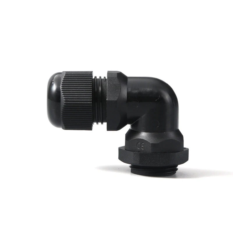 M12/m16/m20/m25 Nylon Waterproof 90 Degrees Cable Glandcs  Wire Fitting Plastic Range Cable Entry