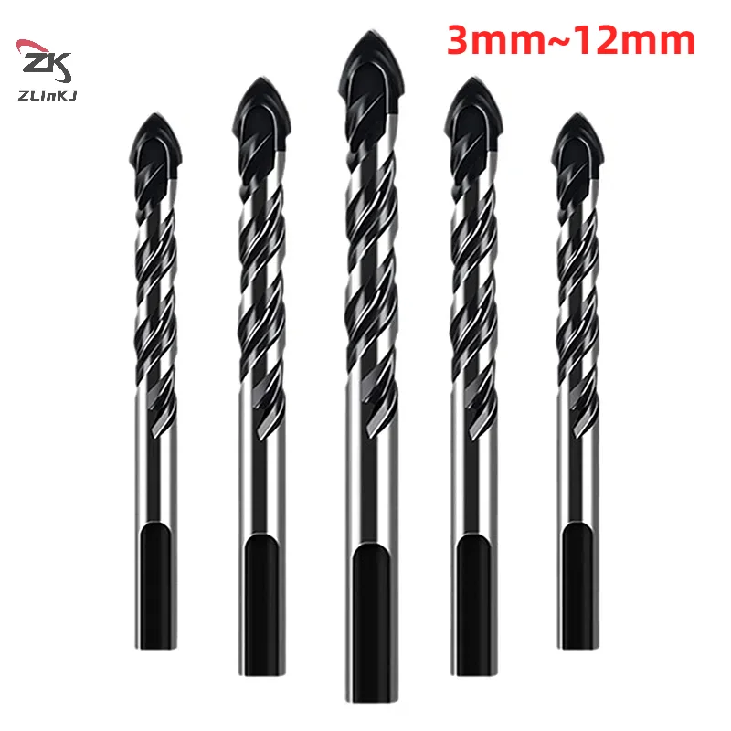

1 шт., 3 мм ~ 12 мм, комплект сверл для бетона, подходит для стекла, пластика, дерева, кирпича, карбида вольфрама, крестообразные сверла из твердого сплава