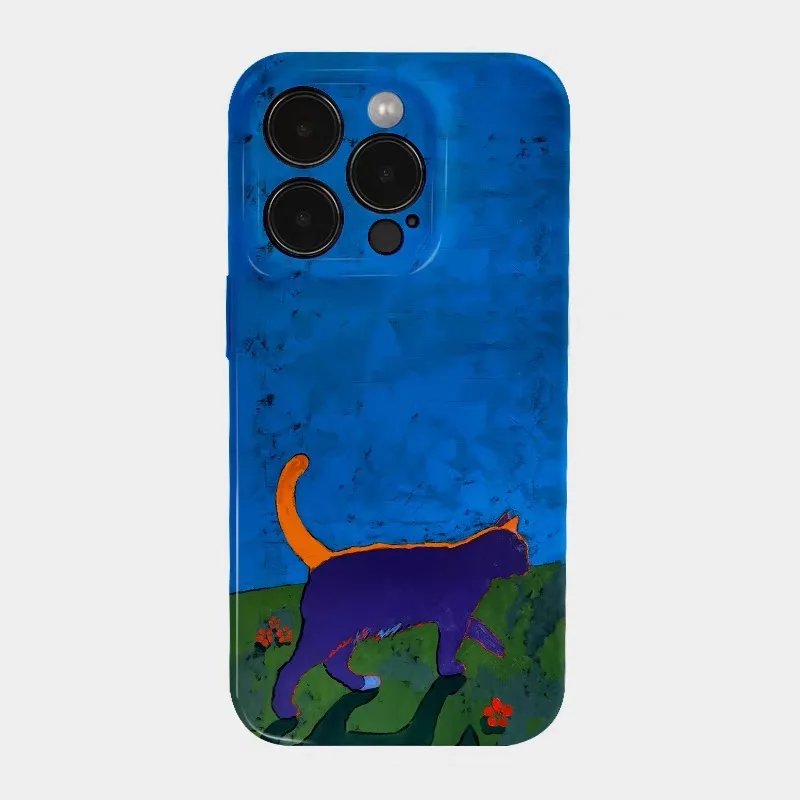 

Ins Blue Oil Painting Orange Cat Case for IPHONE 17 16ProMax 15 14 13 12 11 PRO Plus Acrylic TPU Two in One Magnetic Phone Cases