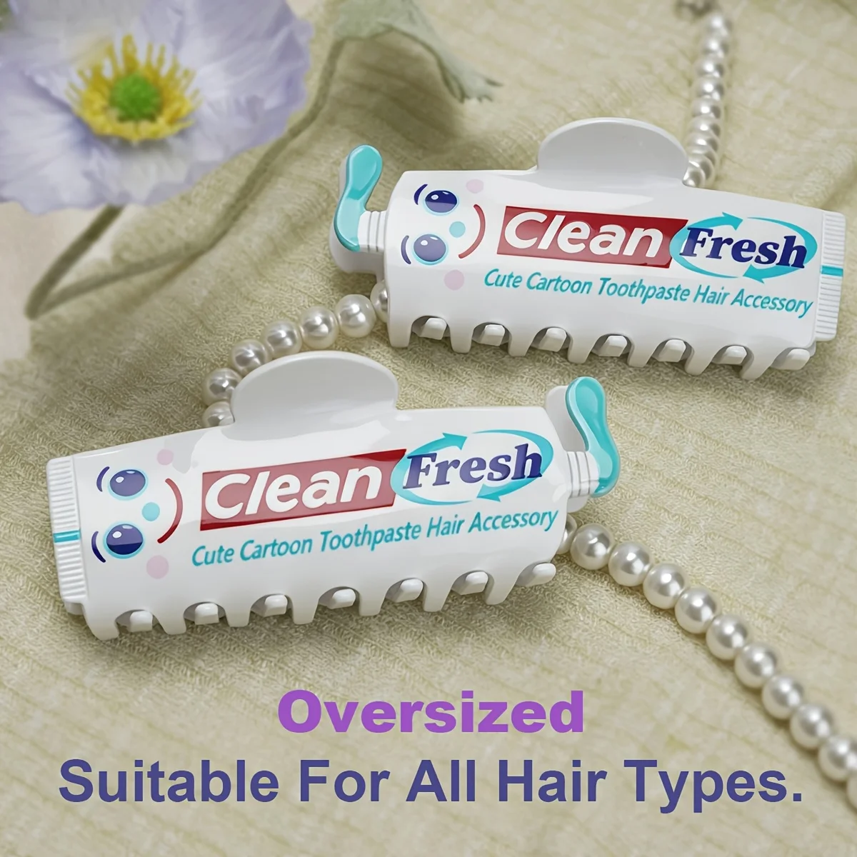 1pc Cute Cartoon Fun Toothpaste-Shaped Hair Clip, PVC Ponytail Sports Hair Clip, Large Universal Hair Claw for Women's Face view 4