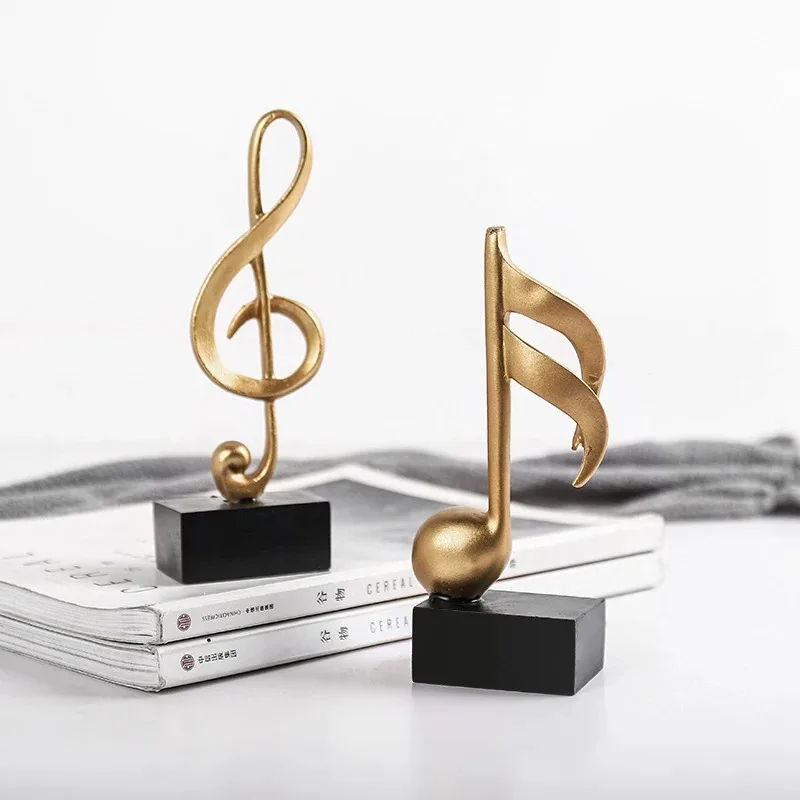 Resin Musical Note Figurine Sculpture, Gold Piano Note Desk Ornament, Home Office Shelf Decor, Music Lover Gift, Housewarming