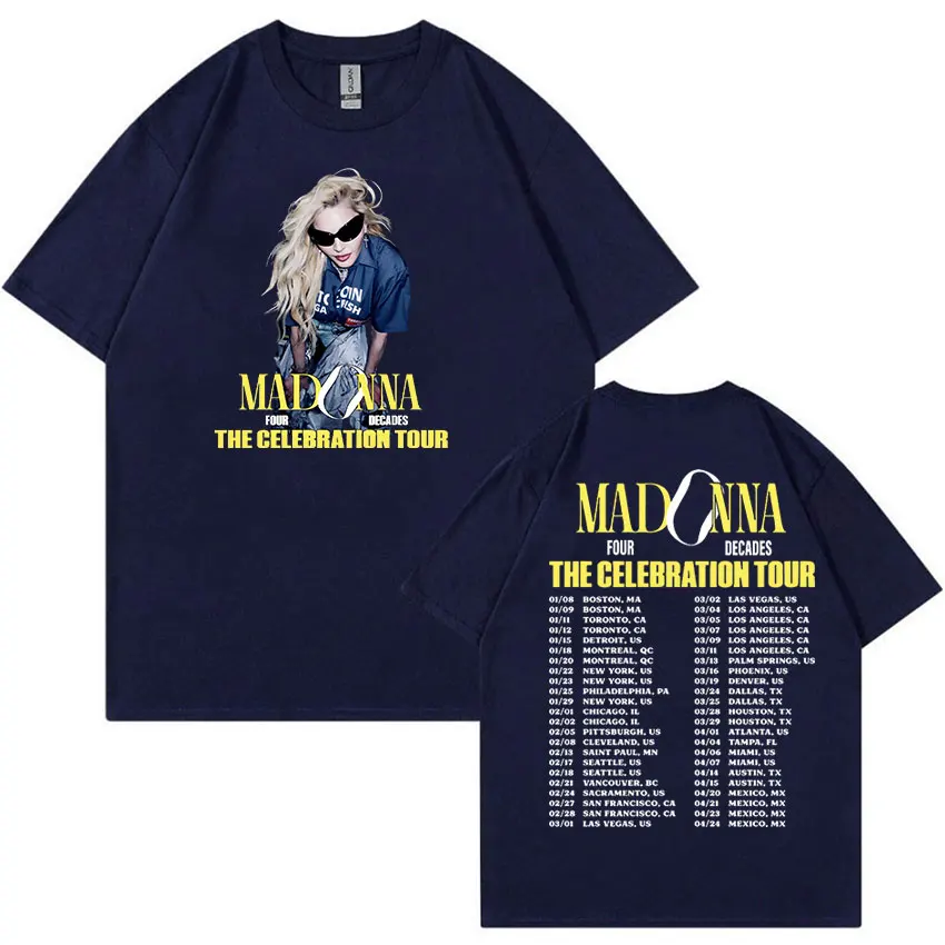 Madonna The Celebration Tour 2024 New Print T Shirt uomo donna Vintage Harajuku Fashion T-Shirt 100% cotone oversize T-Shirt