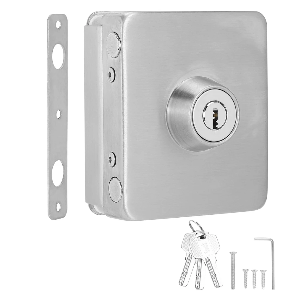 

Glass Door Home Security Accessories Single Glass Door Lock Stainless Iron Security Lock No Drilling