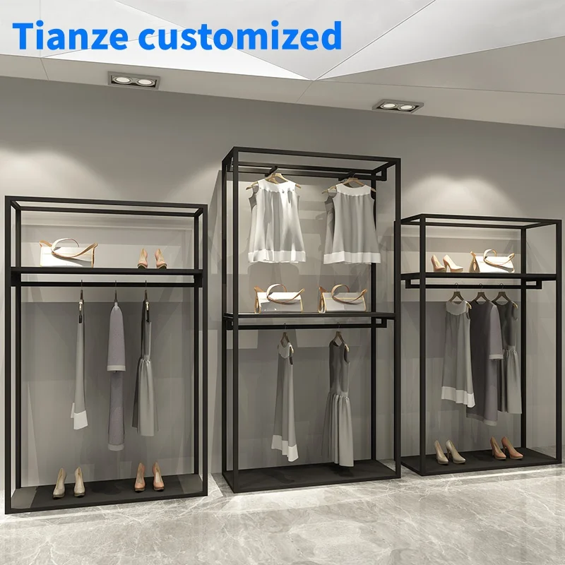 

（customized）Good Quality Apparel Store Hanger Rack Metal Clothes Display Racks Retail Clothes Rack Garment Store