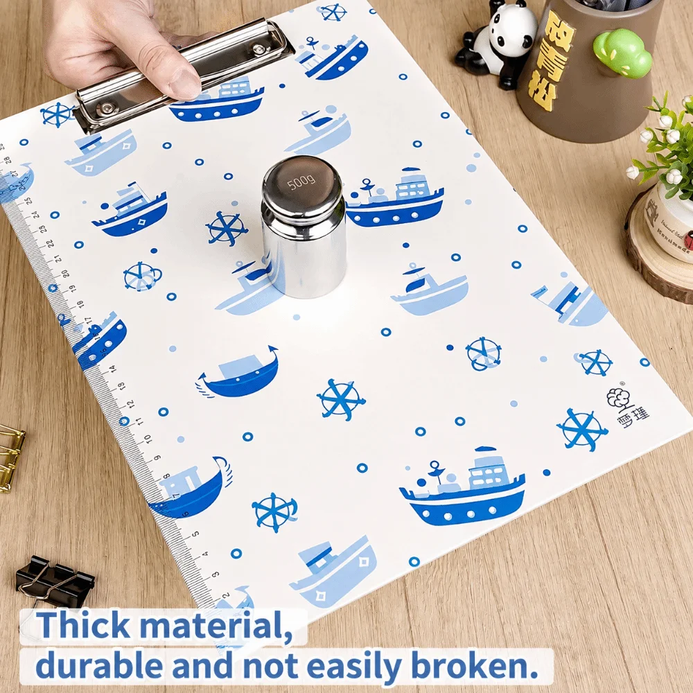Creative With Side Ruler Clipboard Poetic Ocean Pattern Portable A4 Clipboard Writing Pad Clipboard Back To School