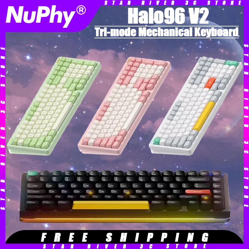 NuPhy Halo96 V2 Mechanical Keyboard Tri-mode Wireless Bluetooth Gasket RGB backlight 99keys Gaming Keyboard Pc Gamer Accessories