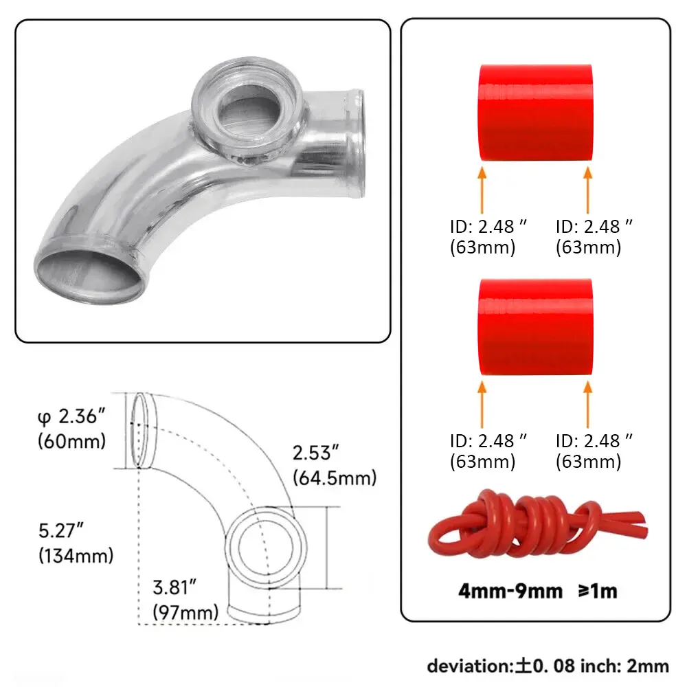 SQV Blow Off Valve BOV IV Turbo Pipe 90 degree Flange Pipe+silicone Hose kit Fits for Hyundai Genesis Coupe 2.0T Turbo 2010-2012