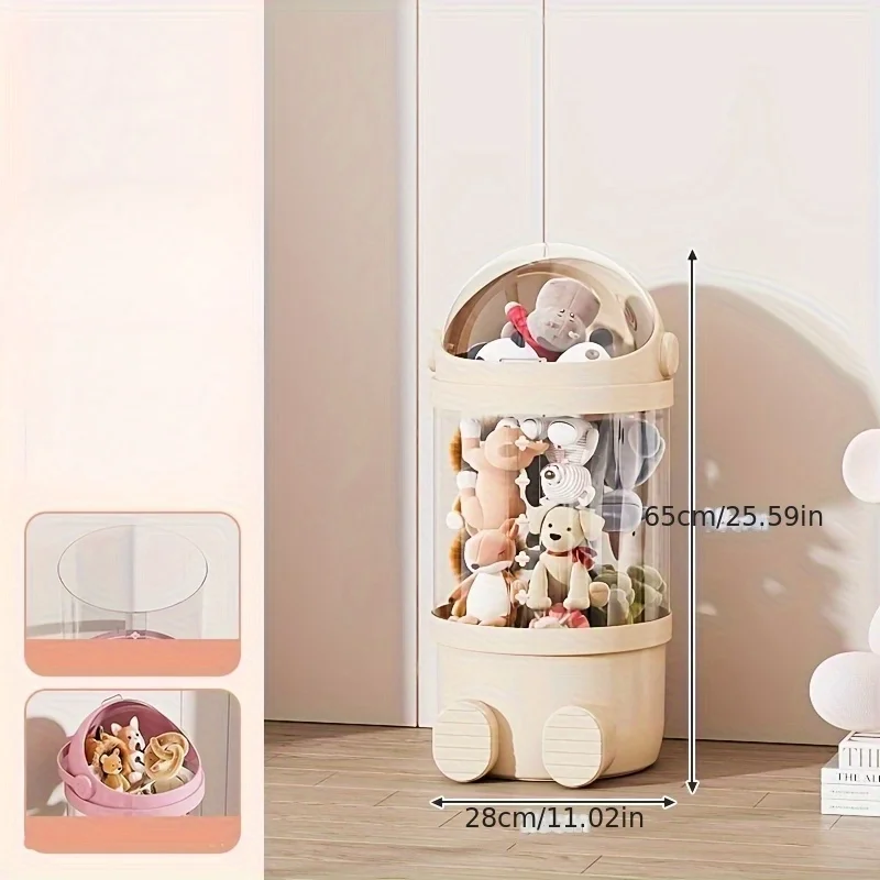أنبوب تخزين الحيوانات المحشوة - دلو شفاف لمنظم ألعاب الأطفال، دلو تخزين كبير لعرض الدمى لغرفة النوم وغرفة المعيشة