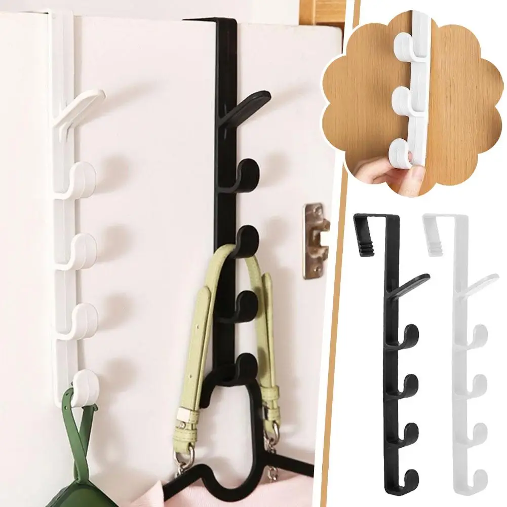 Bedroom Door Hanger Clothes Hanging Rack Over The Door Purse Holder 5 Hooks For Bag Rails Ithout Drilling Storage Rack M4b5