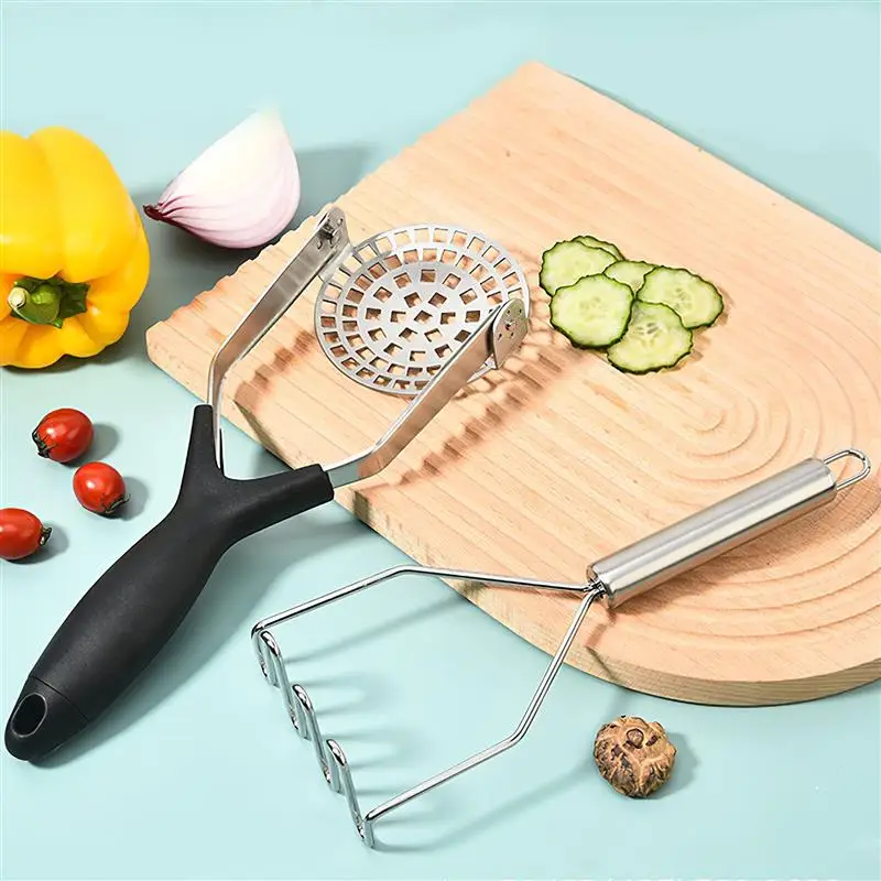 

2pcs Stainless Steel Potato Masher Foldable Vegetables And Fruit Ricer Handheld Garlic Presser Tool Multipurpose Kitchen Gadgets