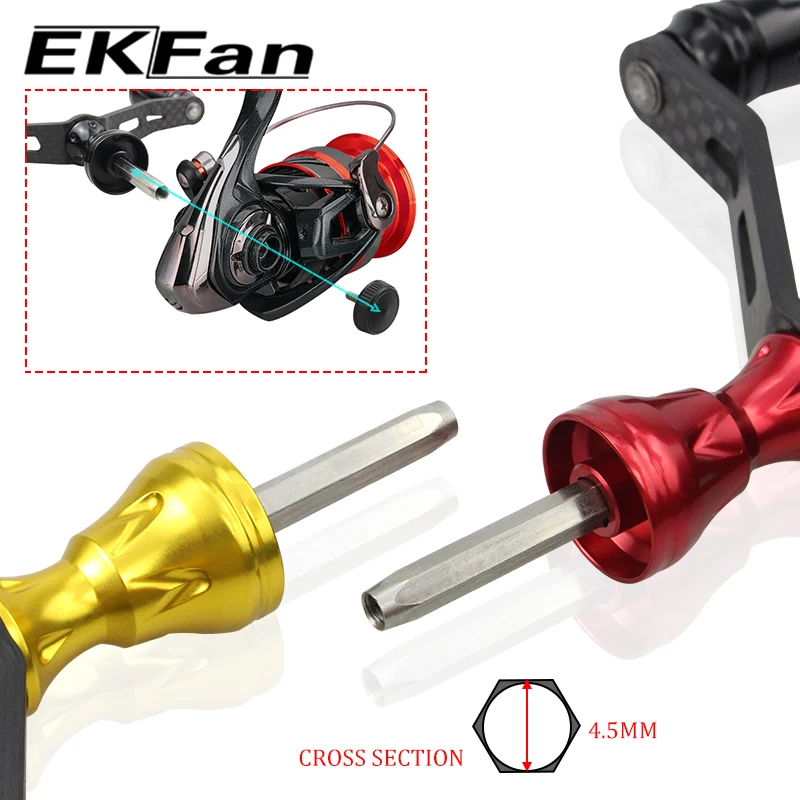 EKfan 105mm Kohlefaser-Griff für Dai Hexagon Schaftverschluss-Spinnrolle mit doppeltem Aluminiumlegierungs-Knopf für Angelrollen – Detail 7