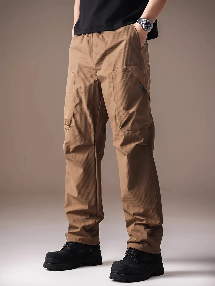 

Thin Straight Leg Workwear Trousers Men's Summer Outdoor Waterproof Qui Dry Sports Utili Pants Loose Fit Casual Sle