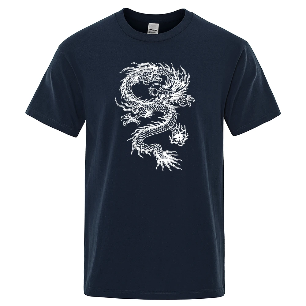 Chinese Style White Dragon Men Women Tshirts Fashion Breathable T Shirts Loose Cotton Tee Clothing High Quality Brand T-Shirt