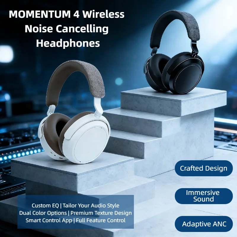 

Беспроводные наушники MOMENTUM 4 с 60-часовым временем работы, ANC, Bluetooth 5.2, накладные, складные, с глубокими басами, для путешествий, белые