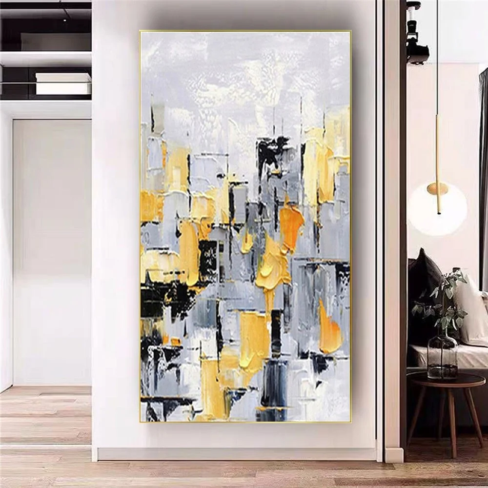 

Heavy Scraper Texture Abstract Oil Painting Modern Wall Art Canvas Pictures Decor Home Living Room Exhibits City Outline Map