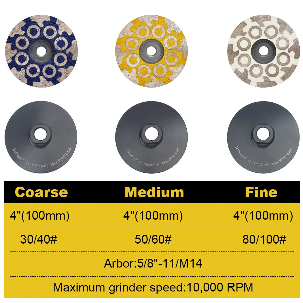 4 Inch 100 Mm Hars Gevuld Cup Steen Slijpschijven Turbo Slijpen Schuurmiddelen Voor Slijpsteen, beton En Tegels