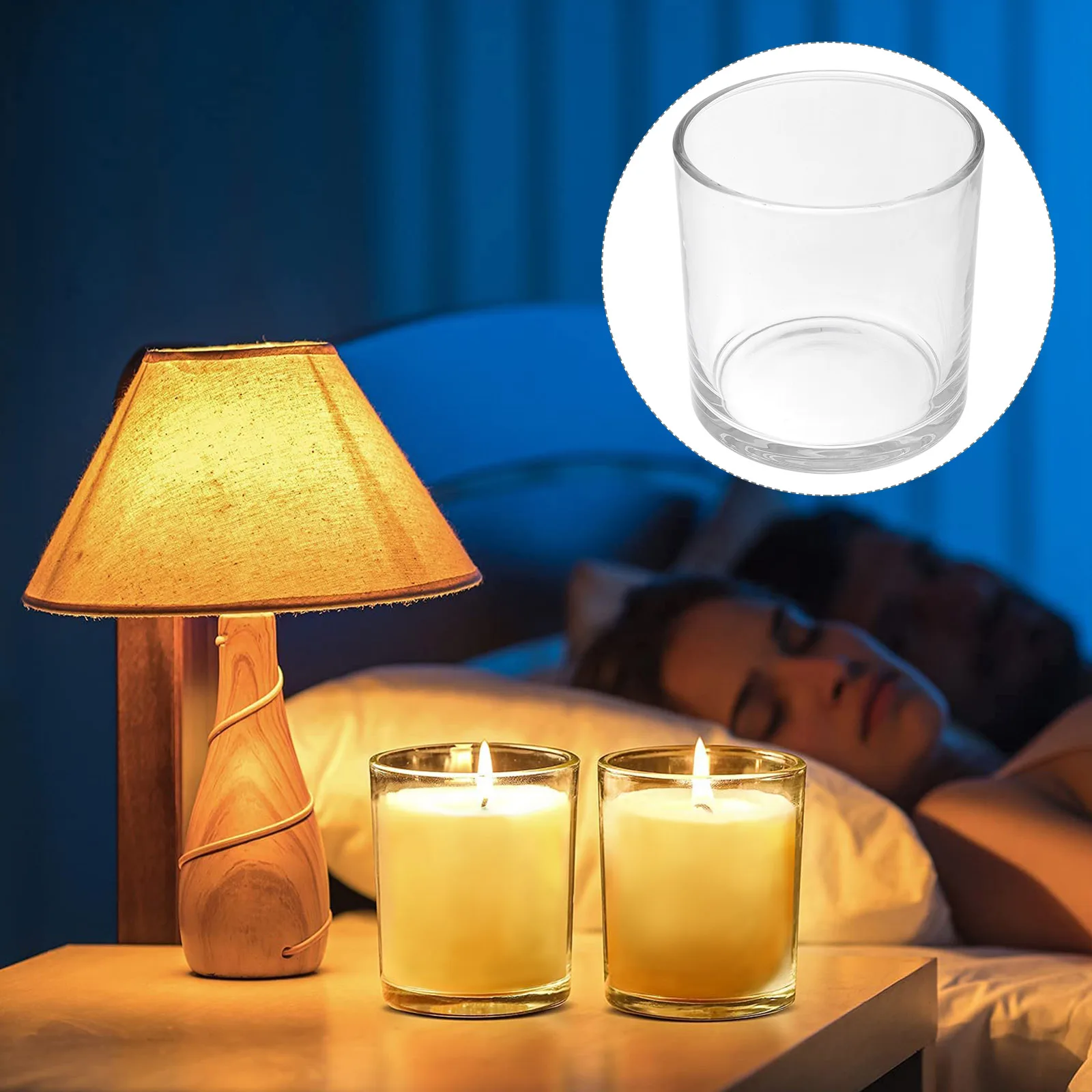 

1Pcs Transparent Glass Cover Cylindrical Wind Proof Protector for LED Flame Decoration Elegant Simple Container