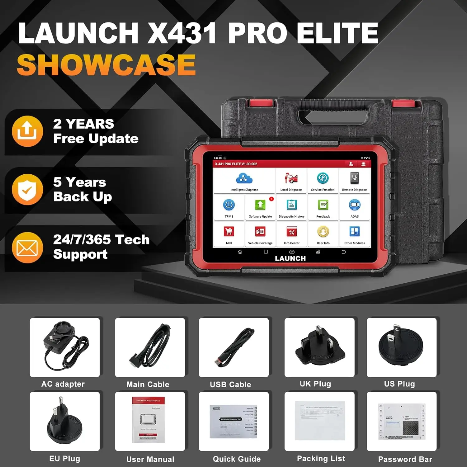 LAUNCH X431 PRO Elite volledig functionele bidirectionele scanner met CANFD & DOIP, ECUCode, 38+ resets, volledige systeemscanner voor alle auto's
