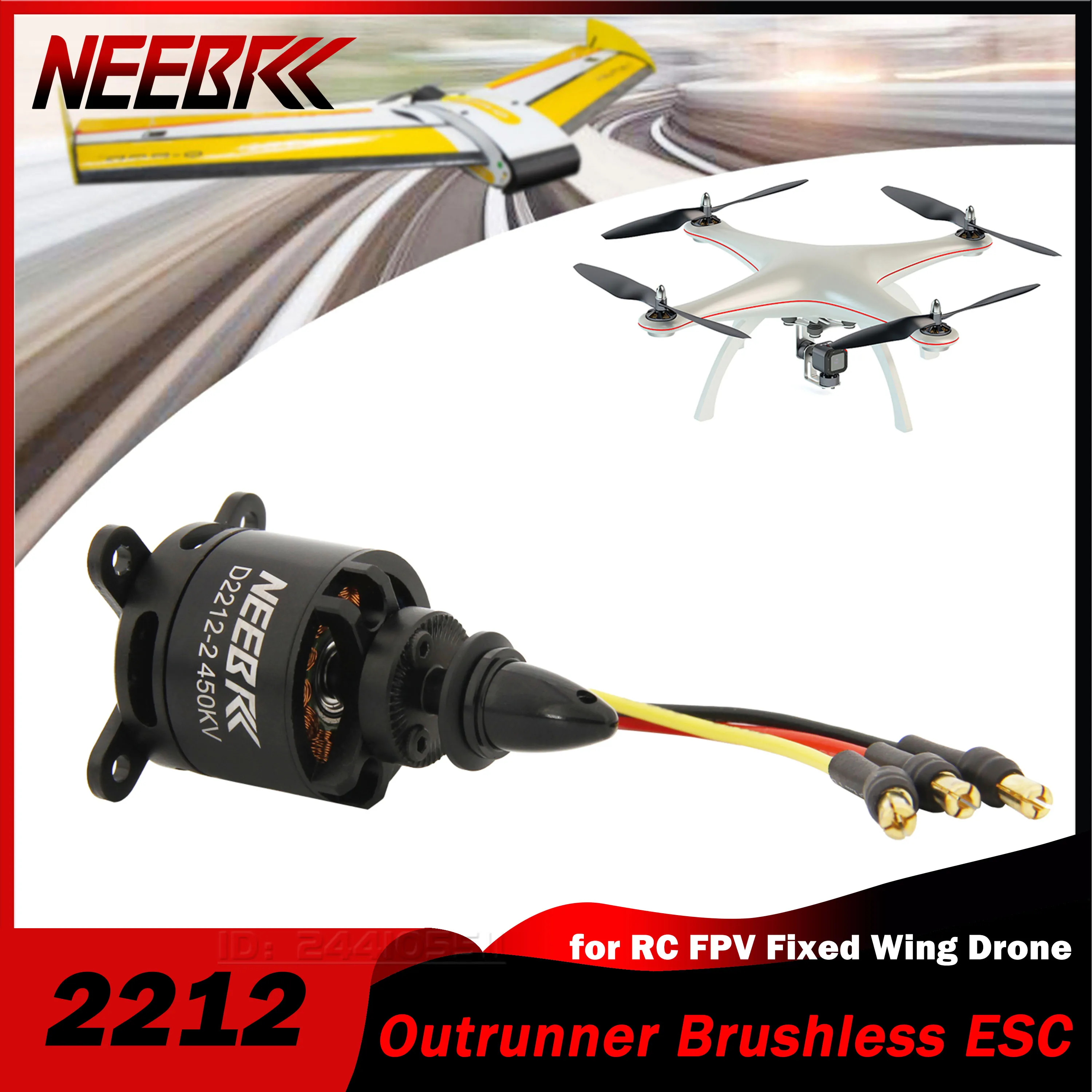 Outrunner Brushless Motor 2212 2450KV 2-3S for RC FPV Fix-Wing Drone Plane Aircraft Multicopter 6040 Propeller Controller Parts