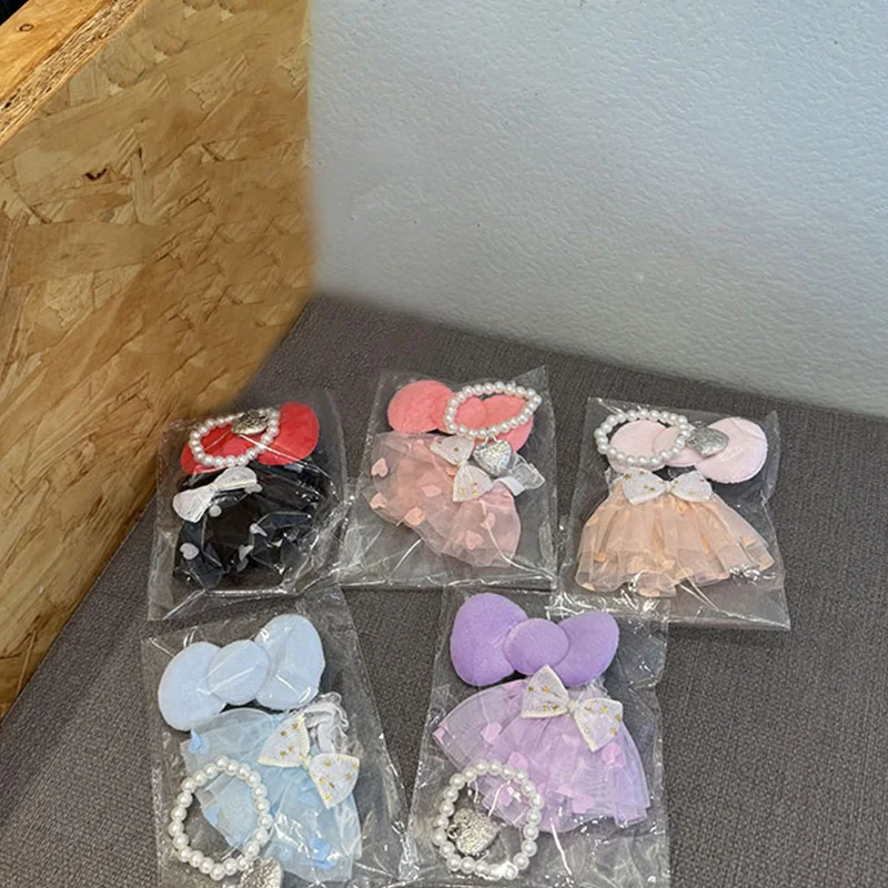 

Doll Clothes Accessories for 17cm Labubu Doll Cute Yarn Skirt/Necklace /Hair Ornaments Kits Doll Dress Up 3pcs/set