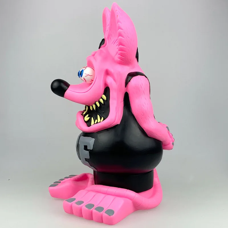 Rat Fink 33cm Pink Vinyl Big Model Doll Ornament Premium Edition RF Crazy Mouse Large Statue Gift Toy Collection Figure