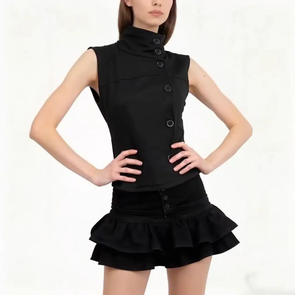 

Vests Waistcoats Thin Womens Vest Elegant Woman Fall Woolen Houndstooth Lapels French Style Workplace Business Urban Uniforms OL