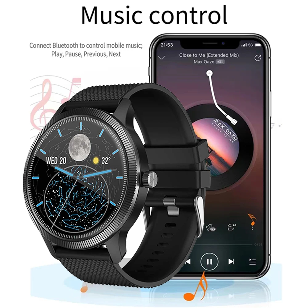 1.32 HD Screen Smartwatch New GTS Heart Rate Android Fitness Tracker Weather Display Alarm Clock Fashion Smart Watch Game 2024