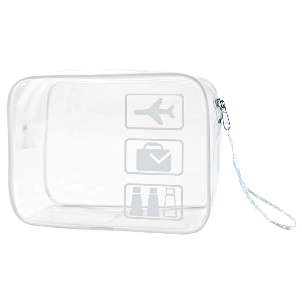 Bolsa de maquillaje transparente, bolsa de aseo portátil para exteriores, bolsa de almacenamiento de viaje minimalista, bolsa de maquillaje transparente de PVC