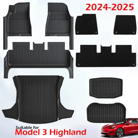 Tesla Model 3 용 도어 씰 보호대가있는 TPE 바닥 매트 Highland Floor Trunk Mats 모델 3 2025 2024 액세서리 용 카고 라이너