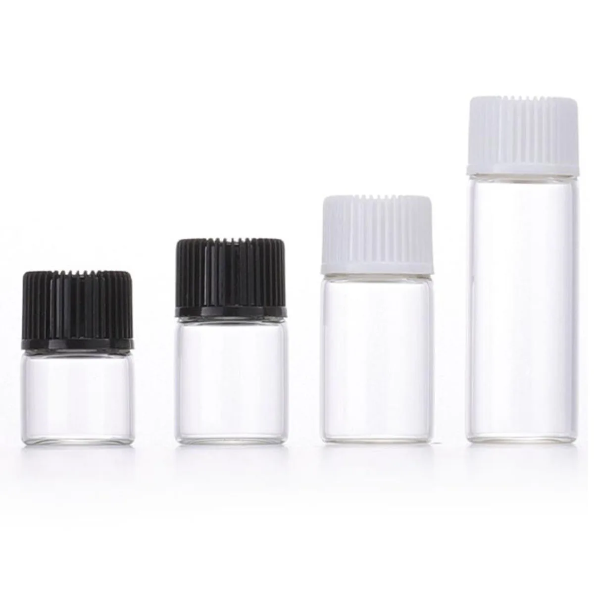 100pcs 1ml - 5ml Drams Transparent Clear Glass Bottle Orifice reducer Insert Essential Oil Glass Vial Perfume Sample Test Bottle