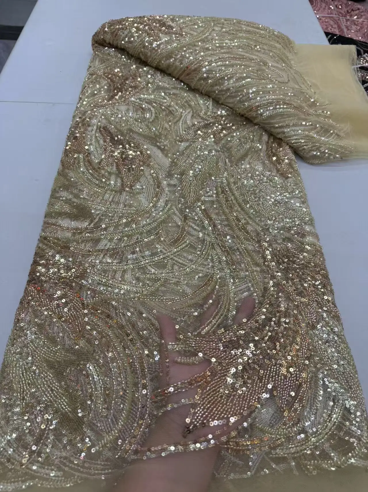 Nigéria sequins Hímzés Tüll csipkével Ablakszövet, Megvarr Ajánló ruhával, gyöngyök Kő báli dresses, Magas minőségű, 5yards, 2025