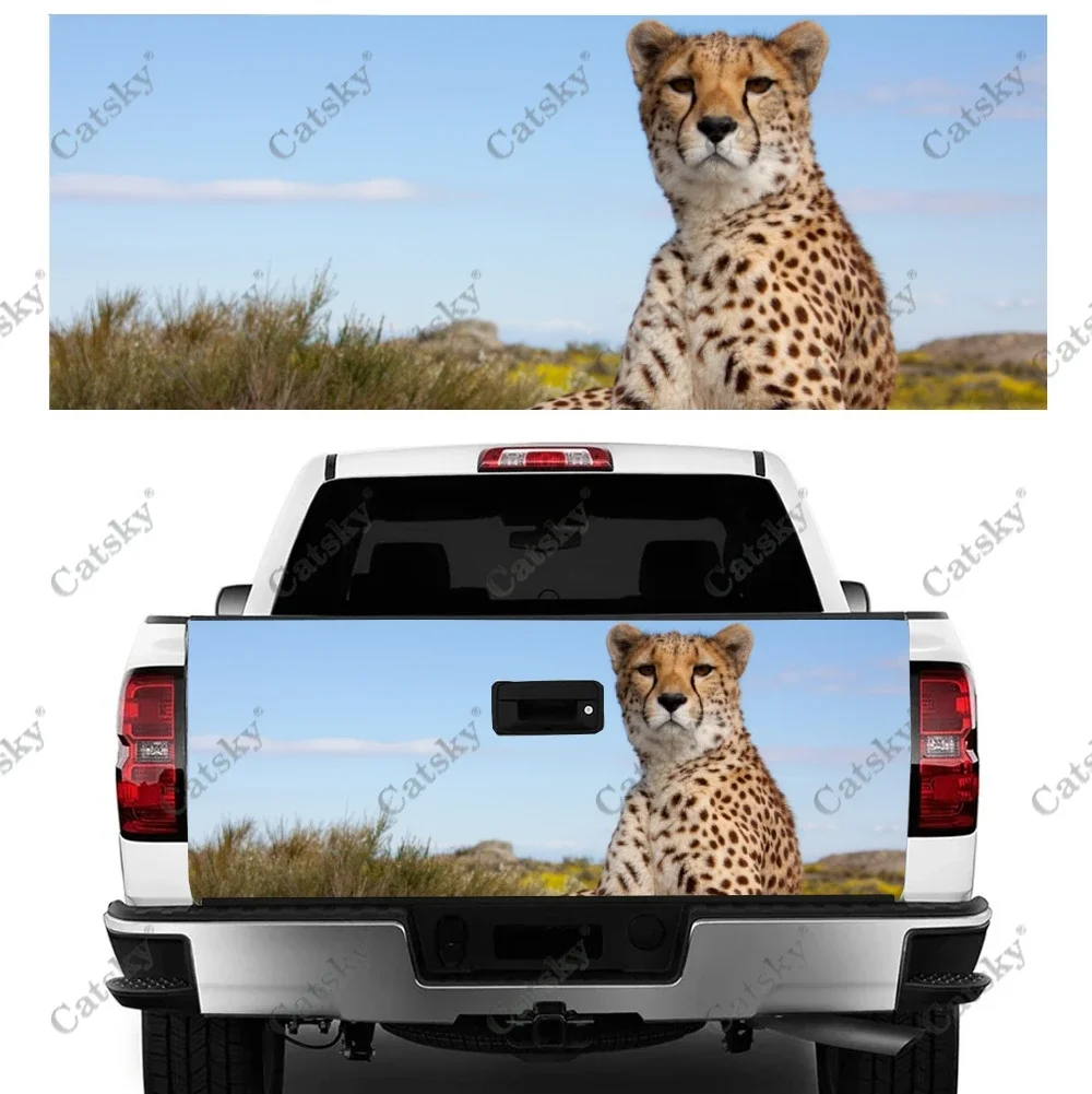 Cheetah Animal Print Car Tail Trunk Protect Vinly Wrap Sticker Decal Auto Accessories Decoration Sticker for SUV Off-road Pickup