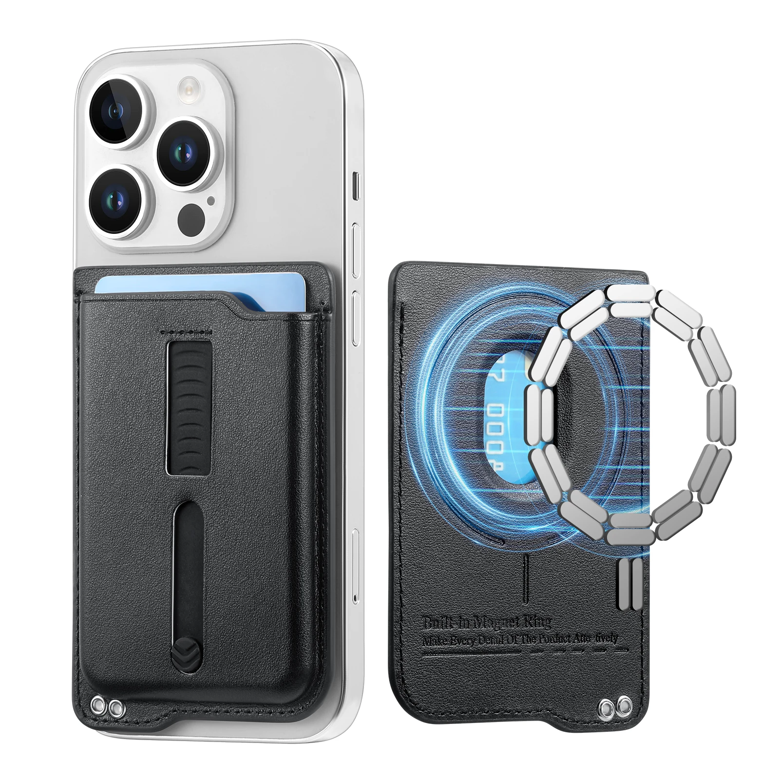 Starke magnetische PU-Leder-Geldbörse mit verstecktem Armband für Magsafe für iPhone 17 16 Pro Max 15 Plus 14 13 Kartenhalter-Tasche