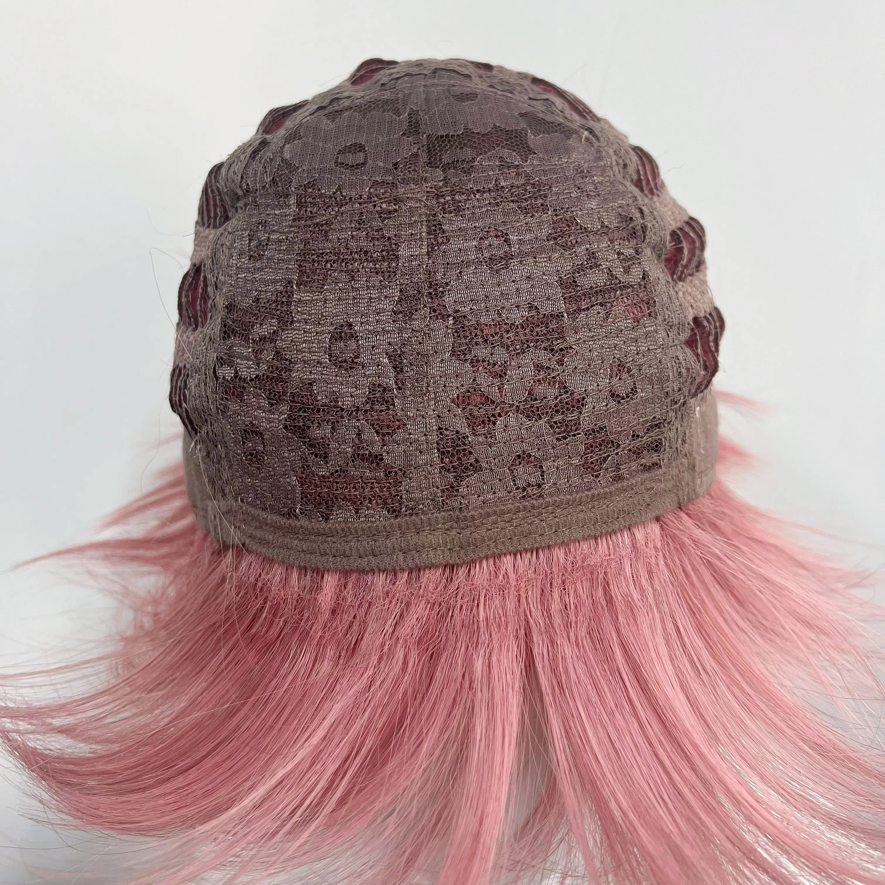 Ash Pink Wig for Man 6inch Short Wig with Bangs Handsome Nature Looking Hgih Temperature Fibers Synthetic Wigs for Live Stream - view 2