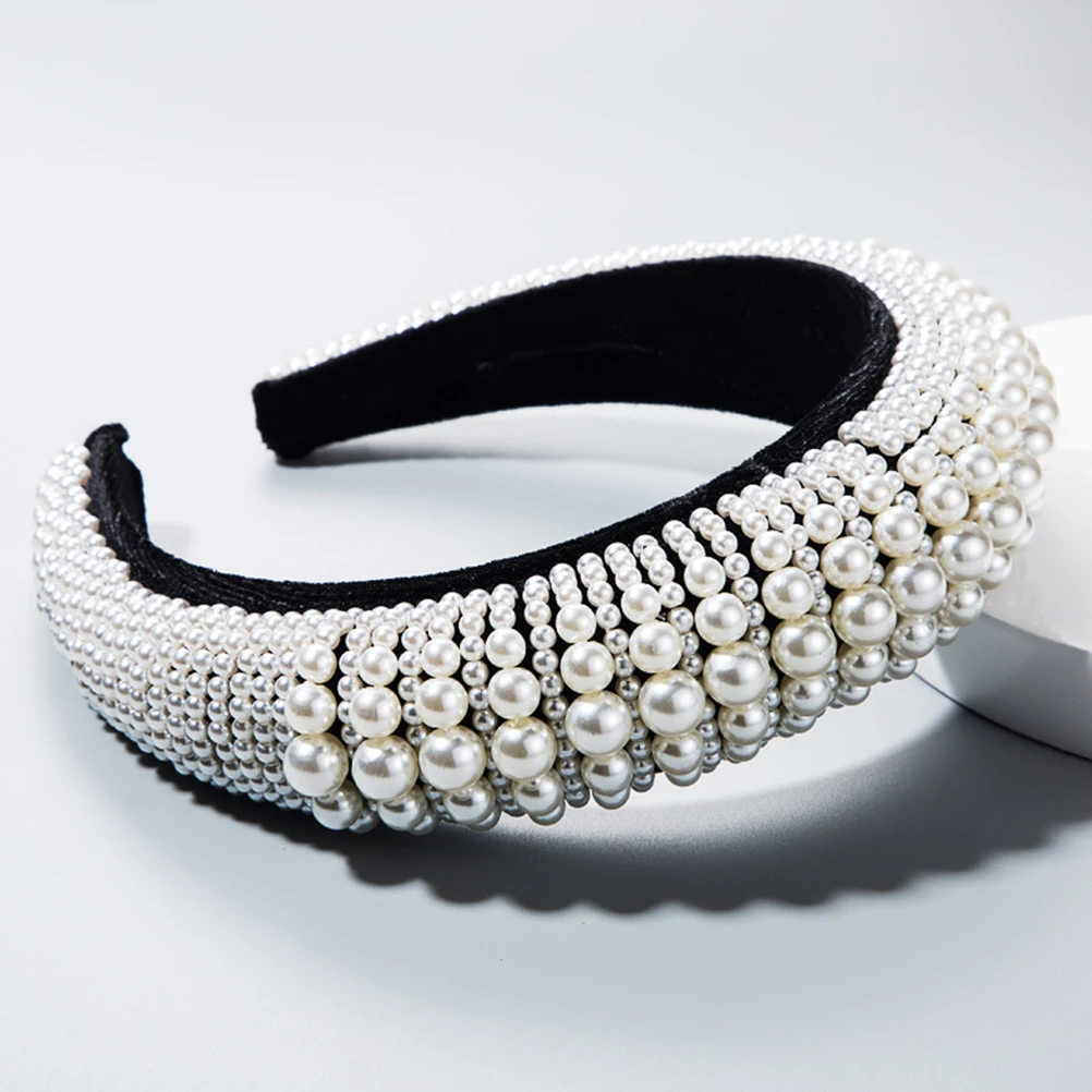 

Pearl Hair Hoop Women Headband Accessories Wide Fashion Headdress Hairbands Daily Party Engagement Gifts Hair Care