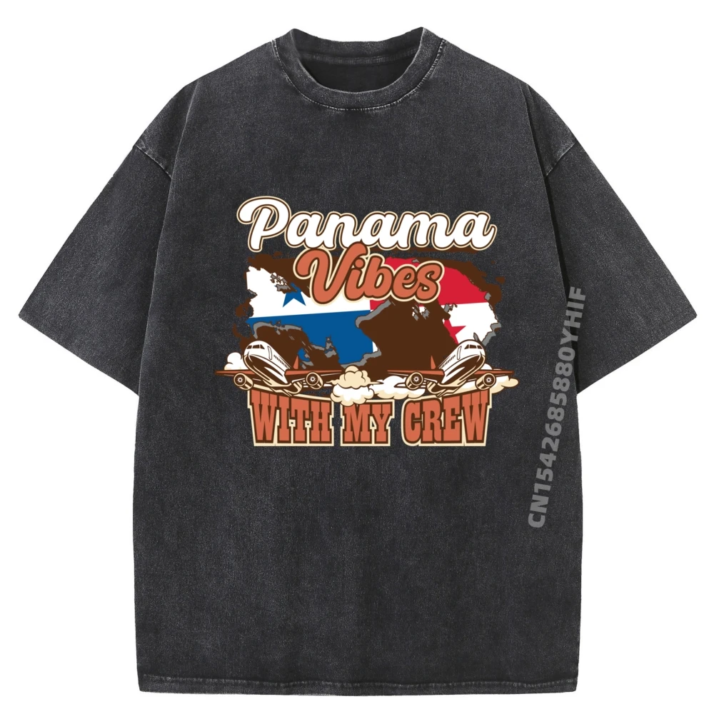 

Travel Panama Vibes With My Streetwear T Shirt Summer Loose Washed Tops Graphic Tees Family Comfortable Slogan Tees Group Mens