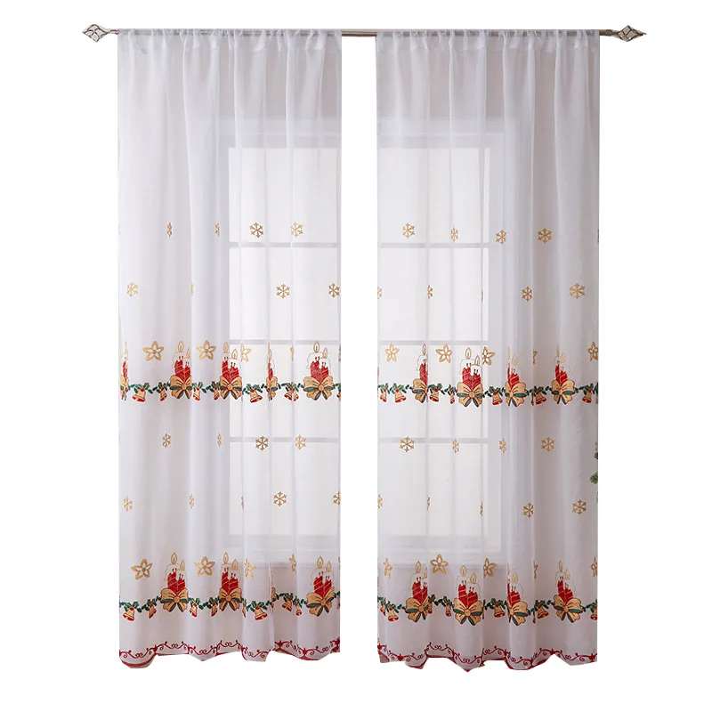 1pc branco sheer floco de neve cortinas de natal 84 polegadas de comprimento para sala de estar, cortinas de neve para o quarto, janela de inverno do feriado curt