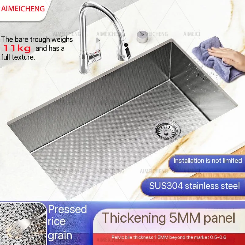 

Luxury Design for Home 5MM Silver Stainless Steel Kitchen Sink with Stainless Steel Pull-Down Faucet Heavy-Duty Sink