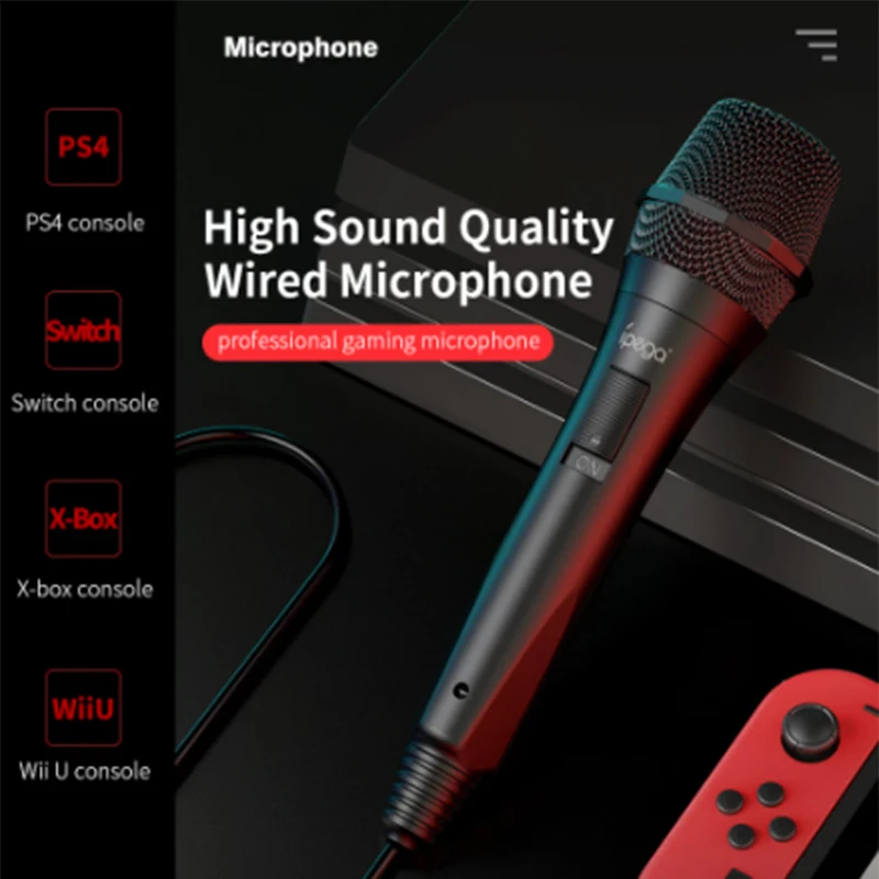Microfono da gioco cablato Ipega PG-9209 per PS4 xbox One Switch Mic Wii di alta qualità del suono