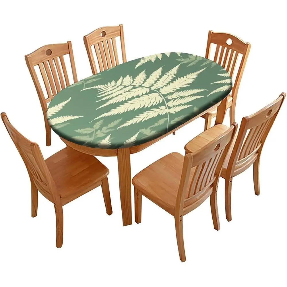 

Dining Table Pad Protector, Mint Green ern Lea Printed on itted Oval Table Cover, Ideal or Outdoor Gatherings Buets Caes & amily