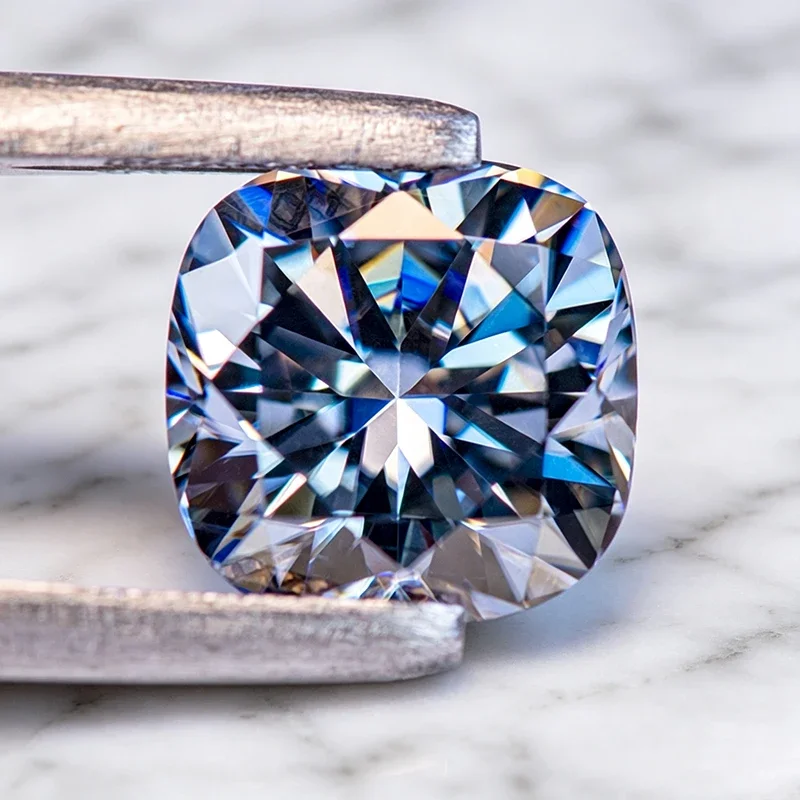 Moissanit-Stein im Kissen-Schliff, graue Farbe, im Labor gezüchteter Edelstein für DIY-Schmuck, Charms, Ringe, Halsketten und Ohrringe, mit Zertifikat – Detail 5