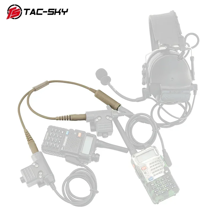 TS TAC-SKT Compatible COMTA Tactical Noise Canceling Headset Adapter , Single-Pass to Dual-Pass Plug Converter PTT