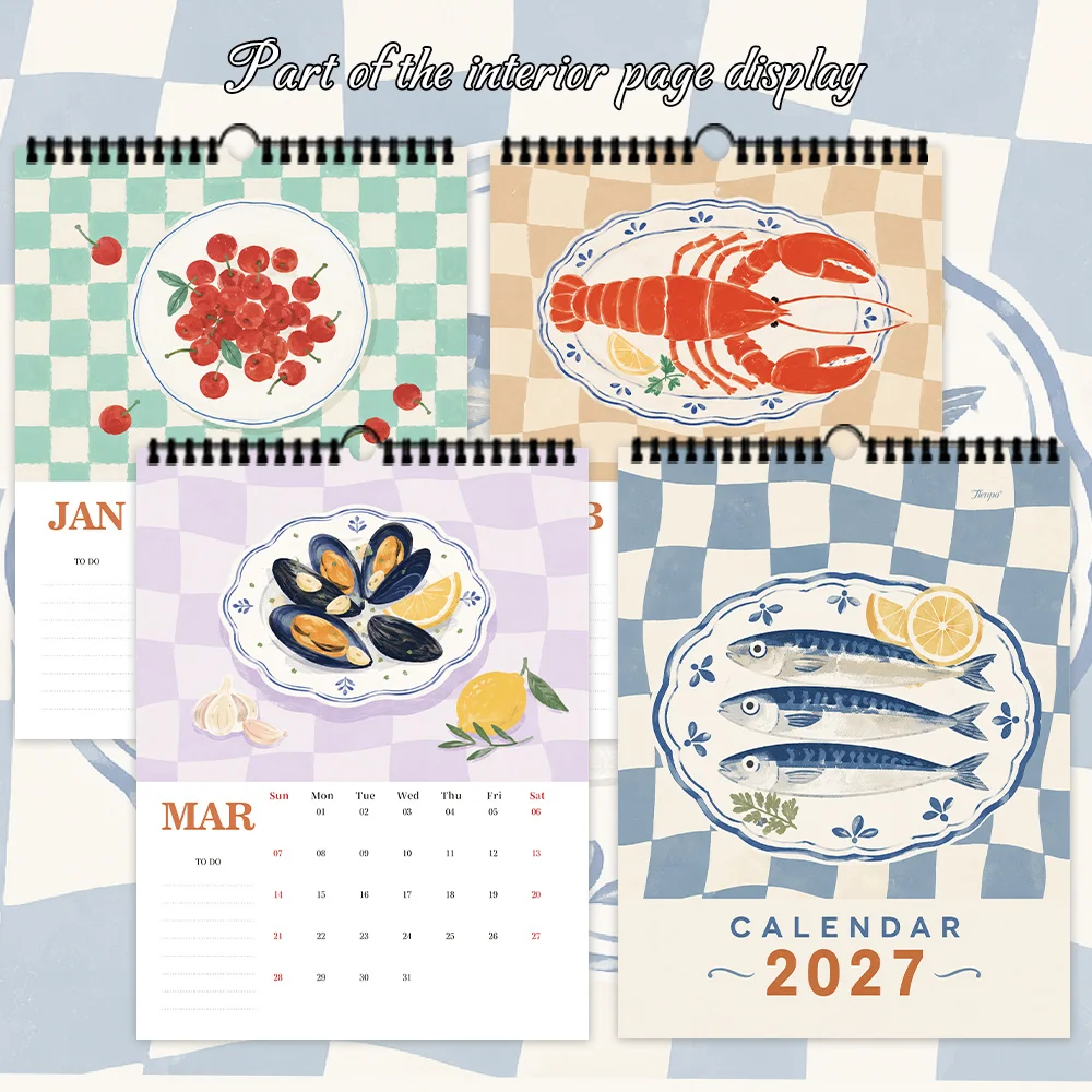 1pc 2027 Wall Calendar, Literary Kitchen Theme, 12-Month Monthly Planner, Perfect Gift for Birthdays, Christmas, New Year